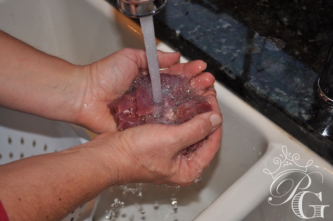 wash-cut-meat canning venison