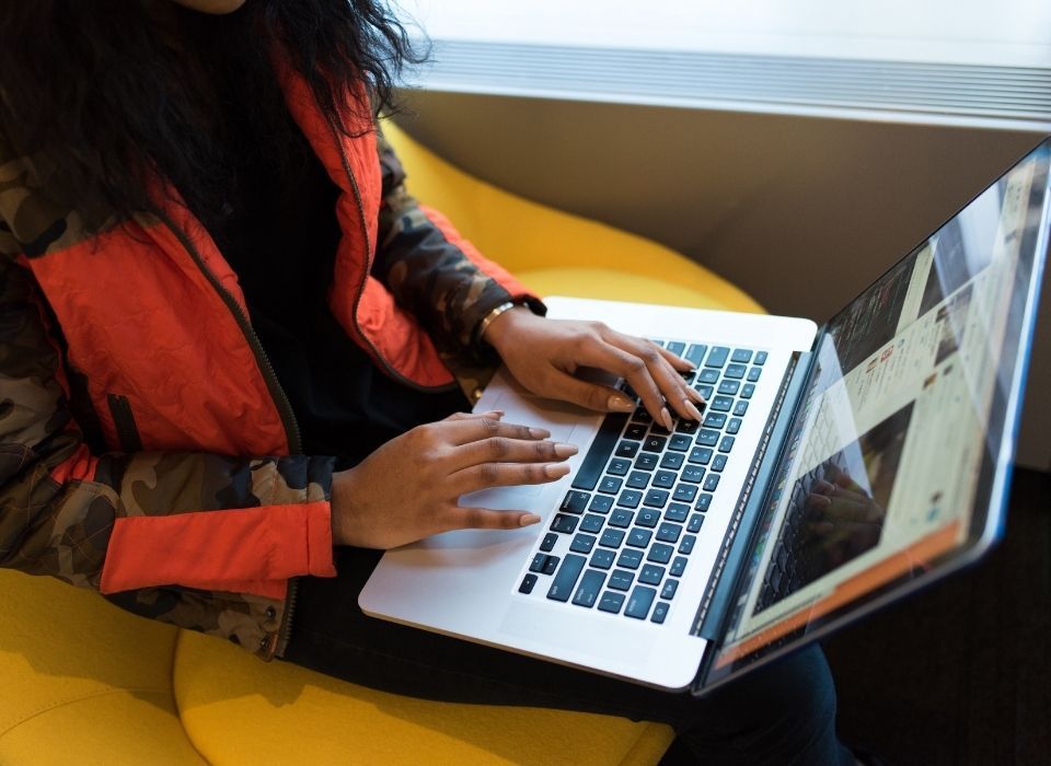 woman on computer